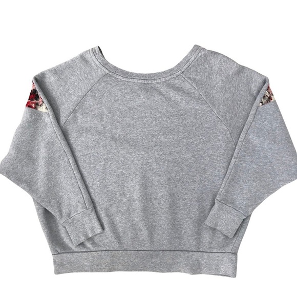 Free People Oversized Sweatshirt Small Relaxed Boho Fit Floral Lace Cottagecore - Picture 3 of 14